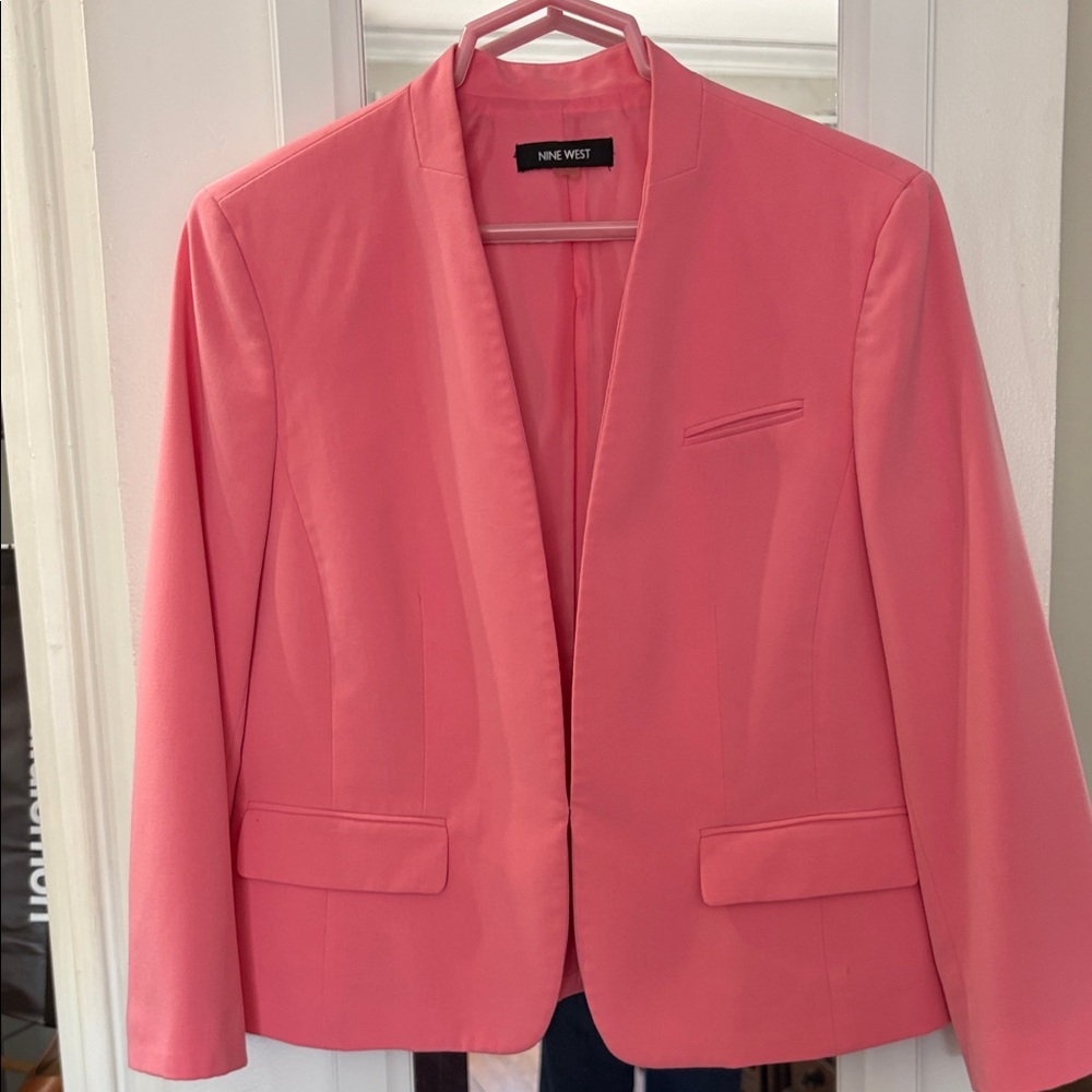 Nine West Pink Coral Open-Front Blazer